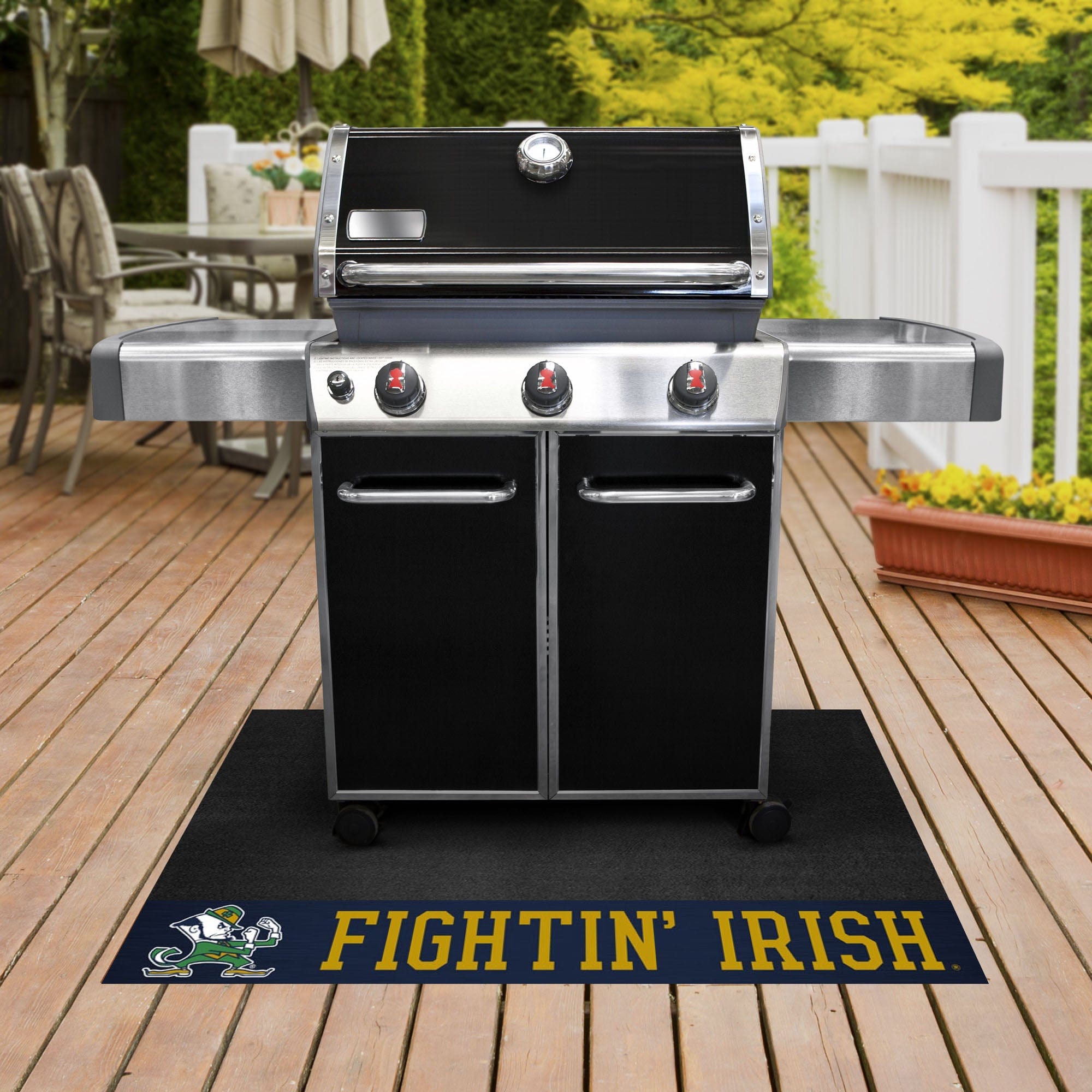 Notre Dame Fighting Irish Vinyl Grill Mat - 26in. x 42in., Leprechaun - Notre Dame