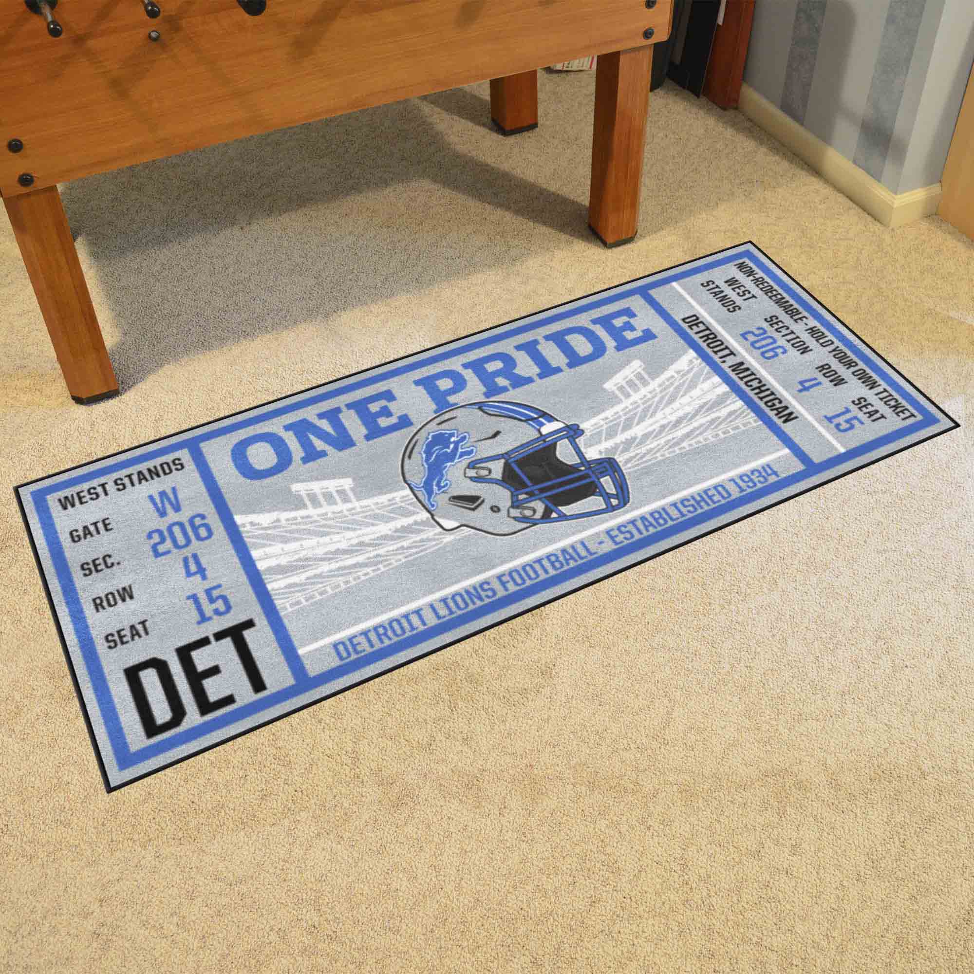 Detroit Lions Ticket Runner Rug - 30in. x 72in. - Detroit Lions