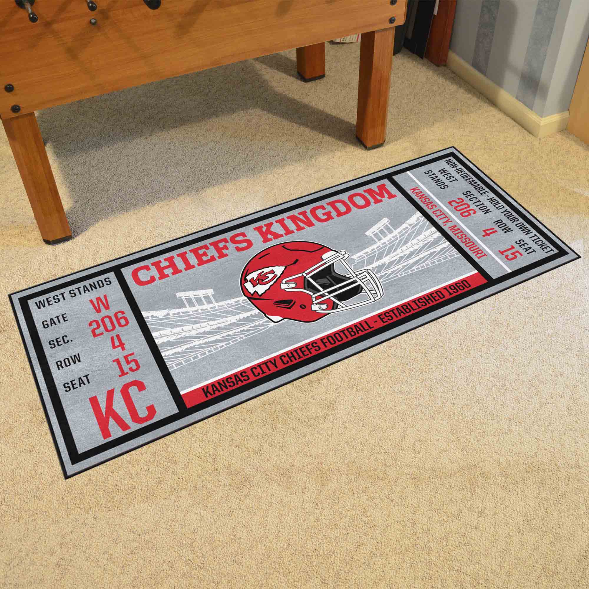 Kansas City Chiefs Ticket Runner Rug - 30in. x 72in. - Kansas City Chiefs