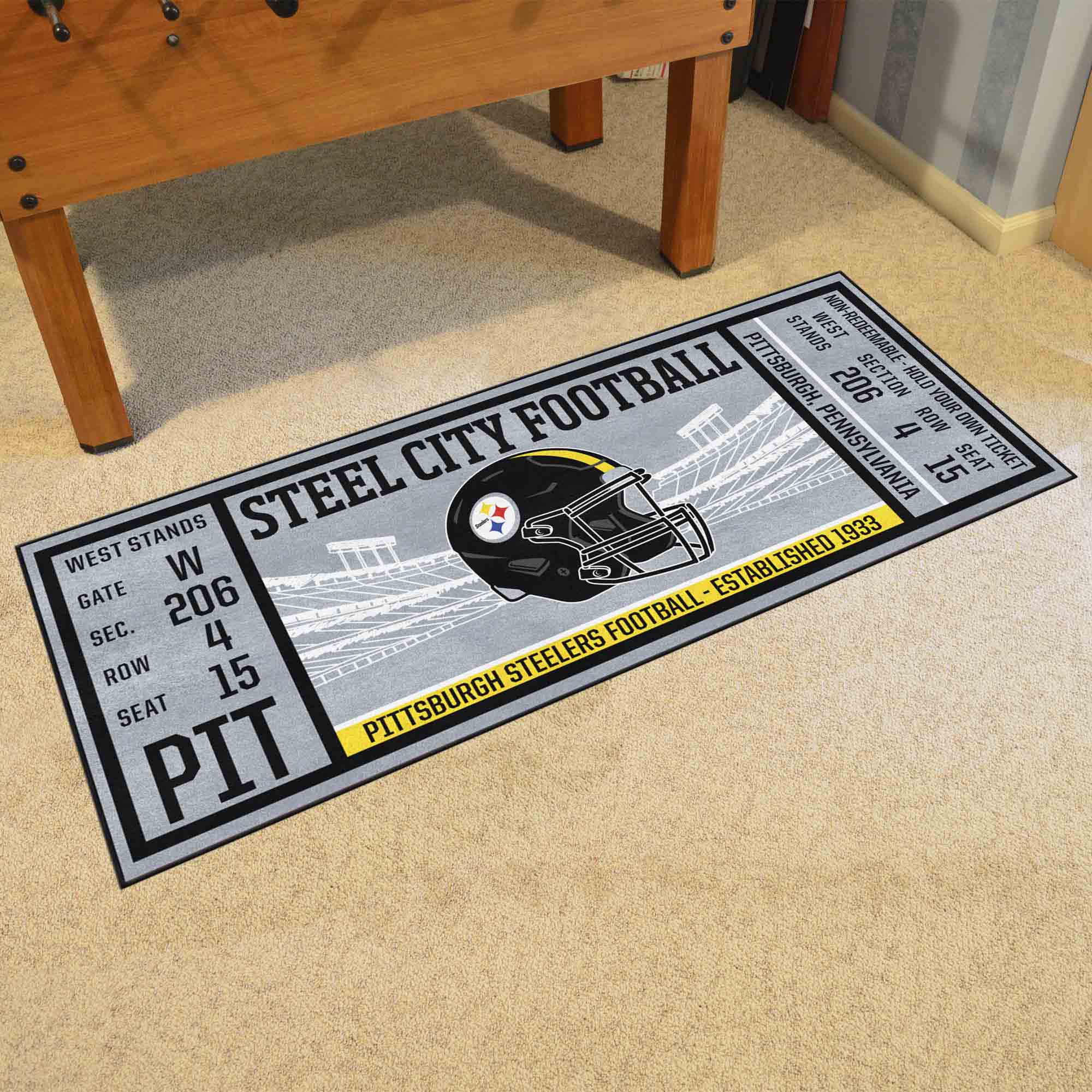 Pittsburgh Steelers Ticket Runner Rug - 30in. x 72in. - Pittsburgh Steelers