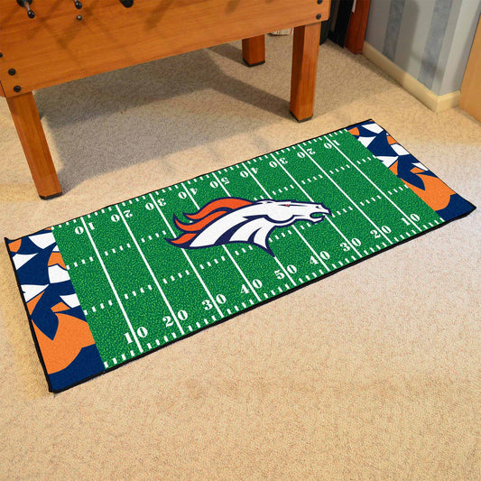 Denver Broncos Football Field Runner Mat - 30in. x 72in. XFIT Design - Denver Broncos