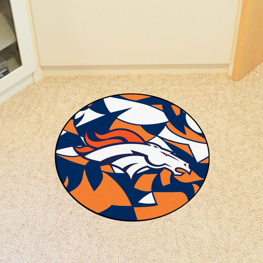 Denver Broncos Roundel Rug - 27in. Diameter XFIT Design - Denver Broncos