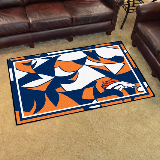 Denver Broncos 4ft. x 6ft. Plush Area Rug XFIT Design - Denver Broncos