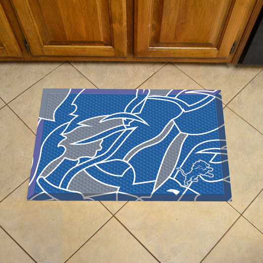 Detroit Lions Rubber Scraper Door Mat XFIT Design - Detroit Lions