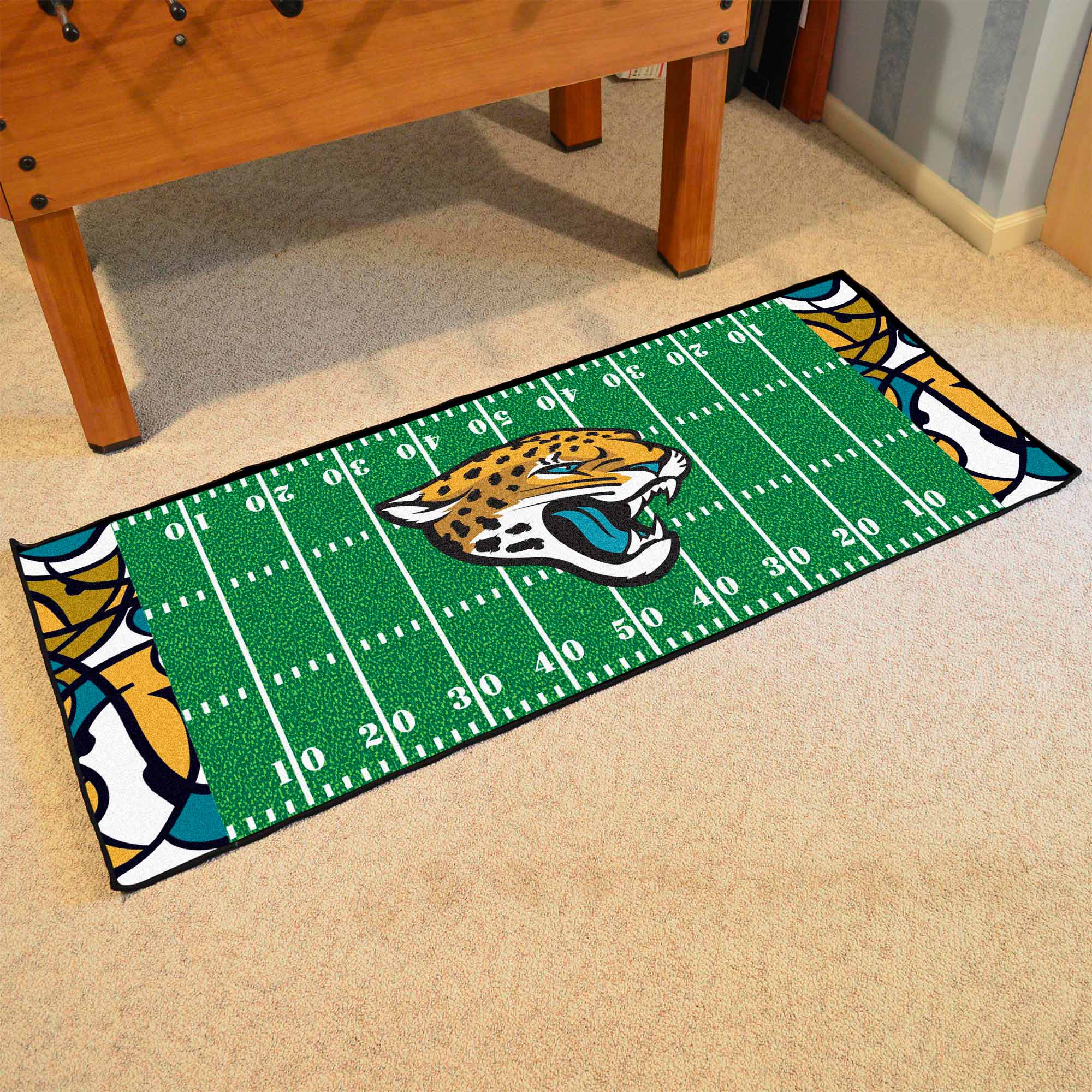 Jacksonville Jaguars Football Field Runner Mat - 30in. x 72in. XFIT Design - Jacksonville Jaguars
