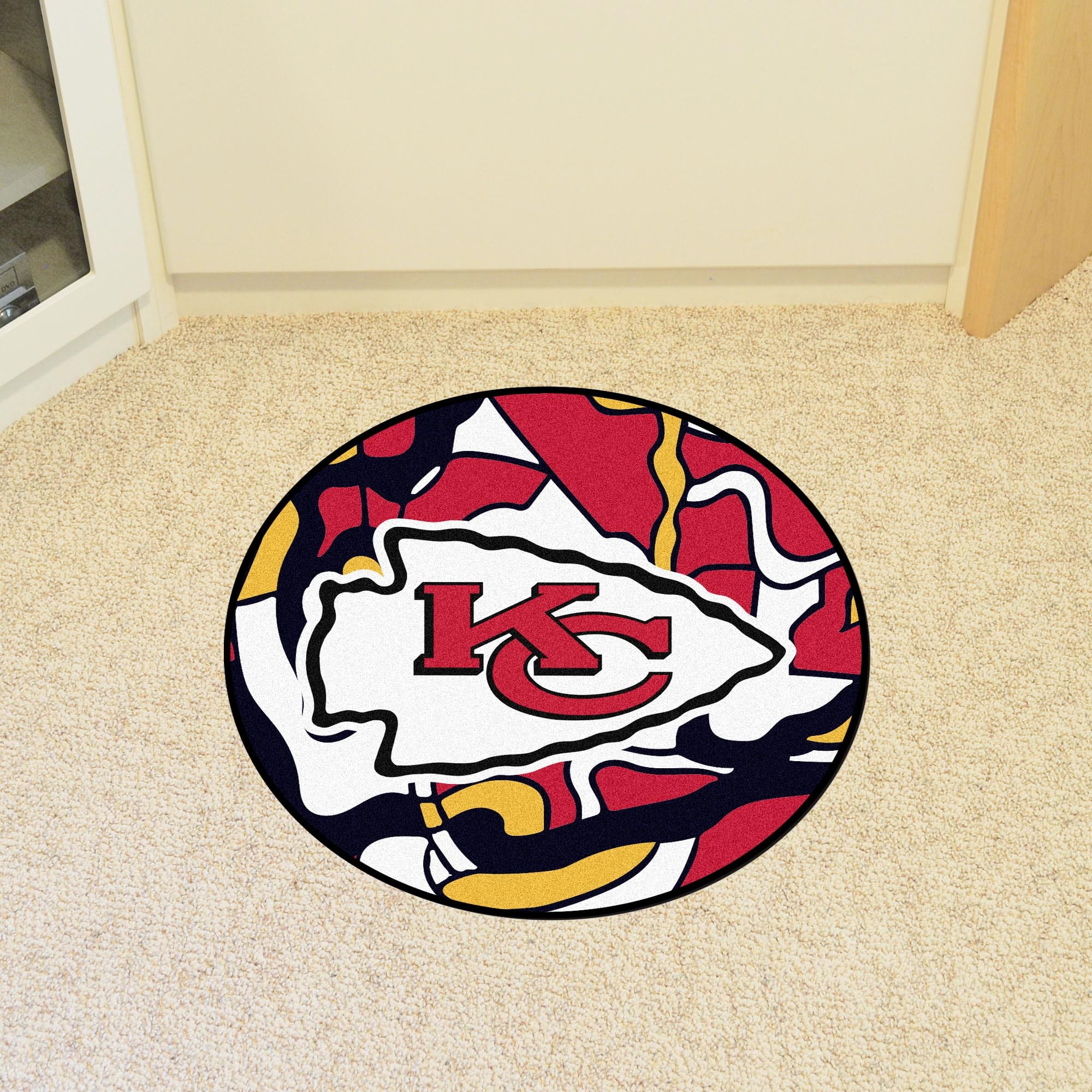 Kansas City Chiefs Roundel Rug - 27in. Diameter XFIT Design - Kansas City Chiefs
