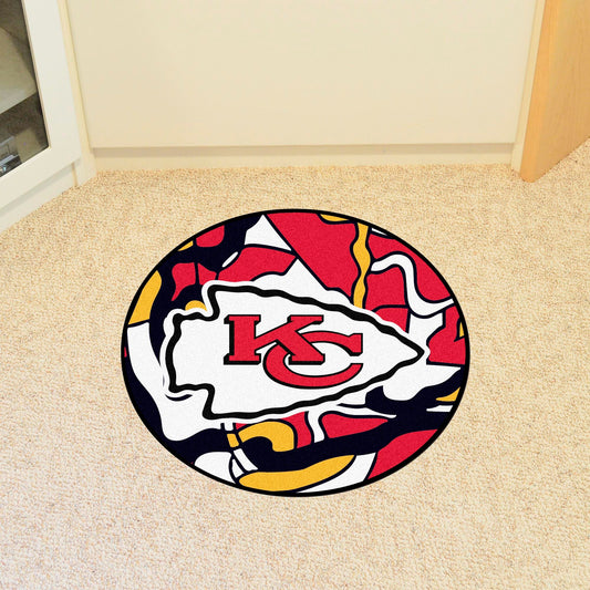 Kansas City Chiefs Roundel Rug - 27in. Diameter XFIT Design - Kansas City Chiefs