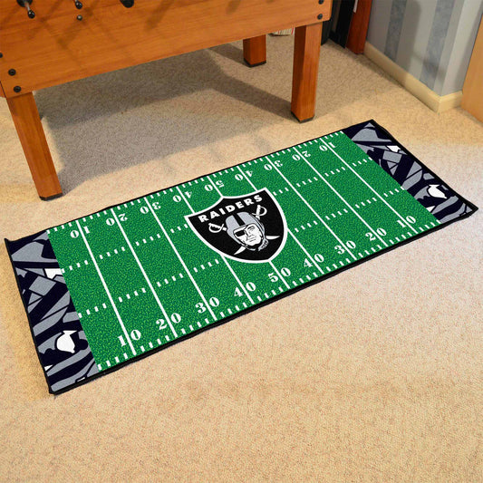 Las Vegas Raiders Football Field Runner Mat - 30in. x 72in. XFIT Design - Las Vegas Raiders