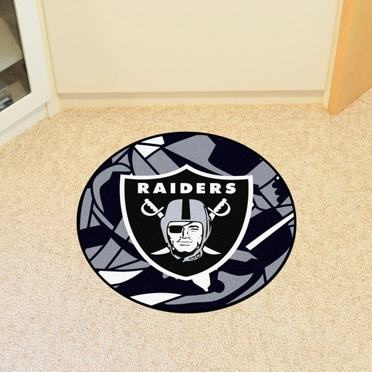 Las Vegas Raiders Roundel Rug - 27in. Diameter XFIT Design - Las Vegas Raiders