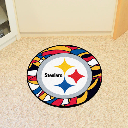 Pittsburgh Steelers Roundel Rug - 27in. Diameter XFIT Design - Pittsburgh Steelers