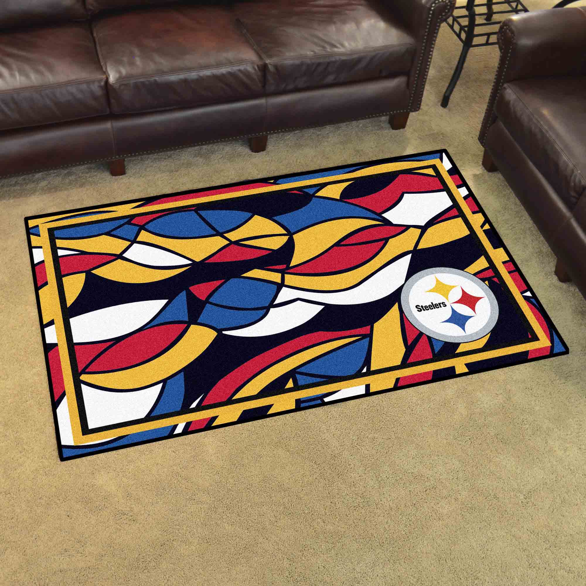 Pittsburgh Steelers 4ft. x 6ft. Plush Area Rug XFIT Design - Pittsburgh Steelers