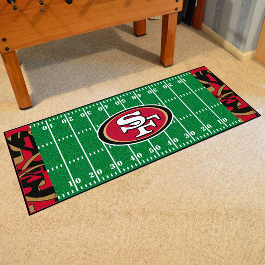 San Francisco 49ers Football Field Runner Mat - 30in. x 72in. XFIT Design - San Francisco 49ers