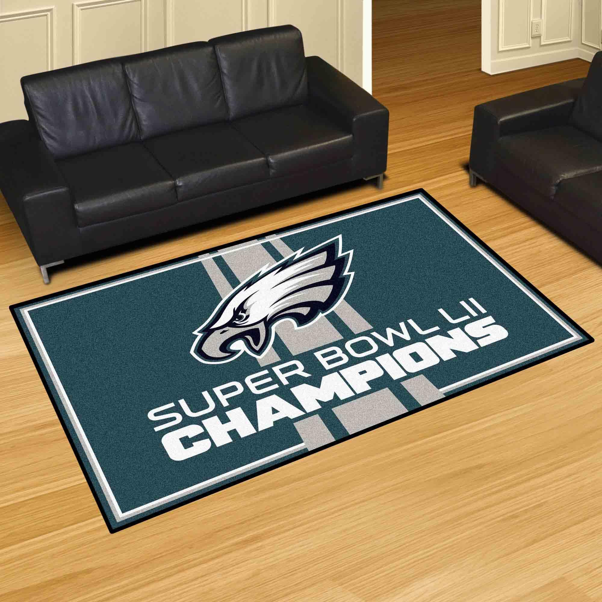 Philadelphia Eagles 5ft. x 8 ft. Plush Area Rug, 2018 Super Bowl LII Champions - Philadelphia Eagles