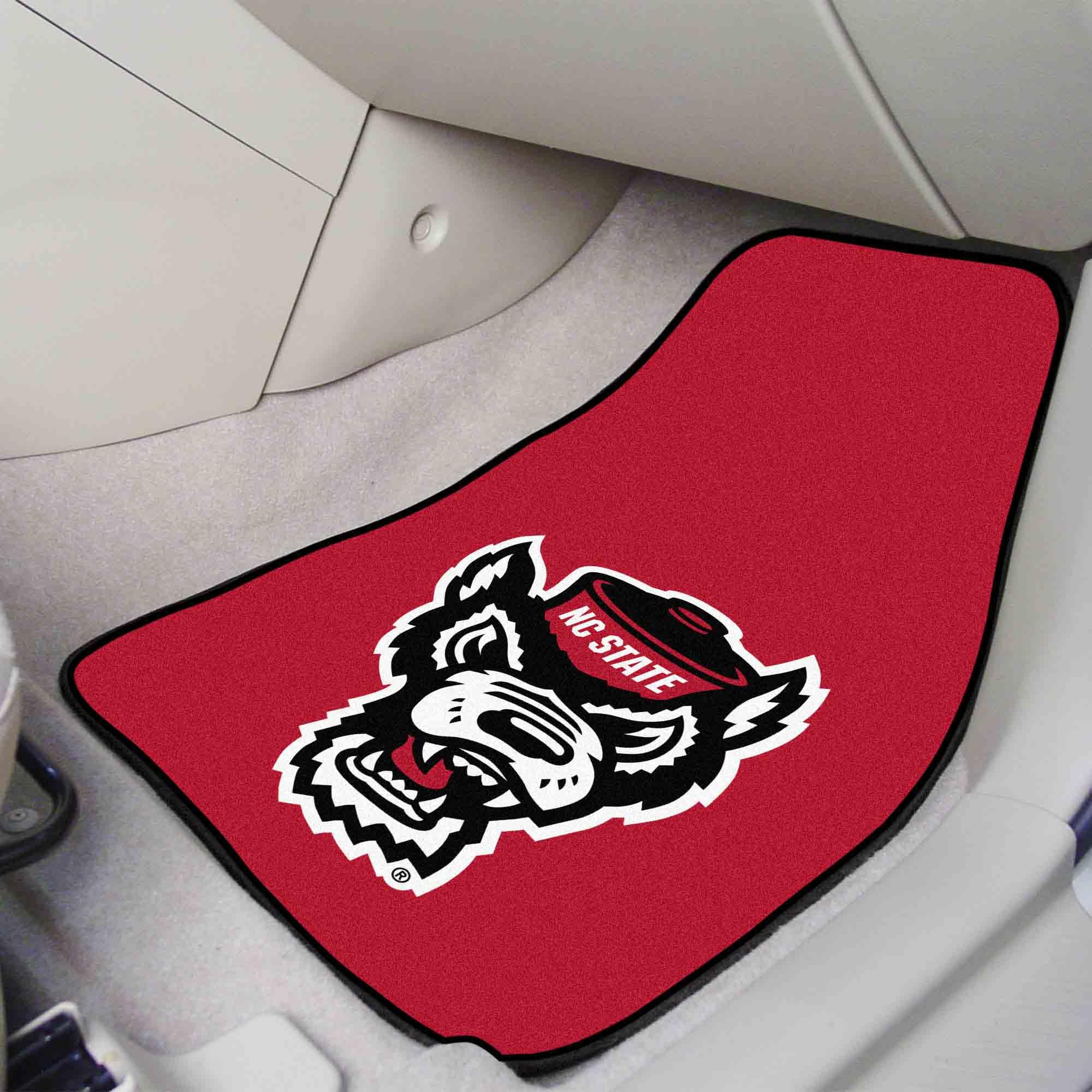 NC State Wolfpack Front Carpet Car Mat Set - 2 Pieces, Wolf Logo - NC State