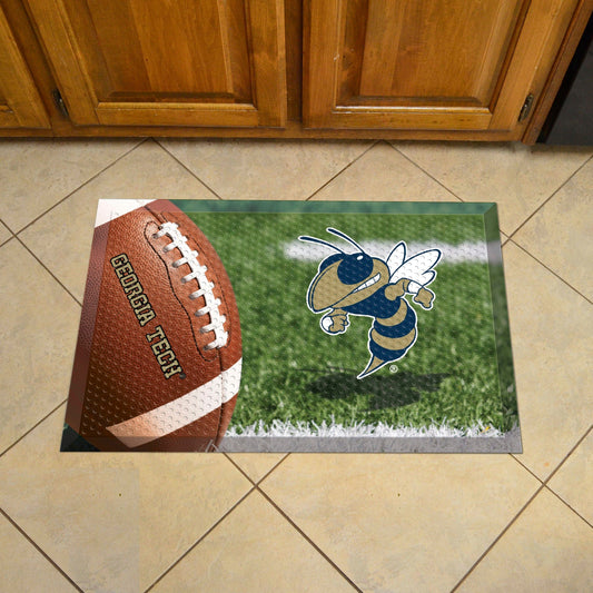 Georgia Tech Yellow Jackets Rubber Scraper Door Mat, Buzz Logo - Georgia Tech