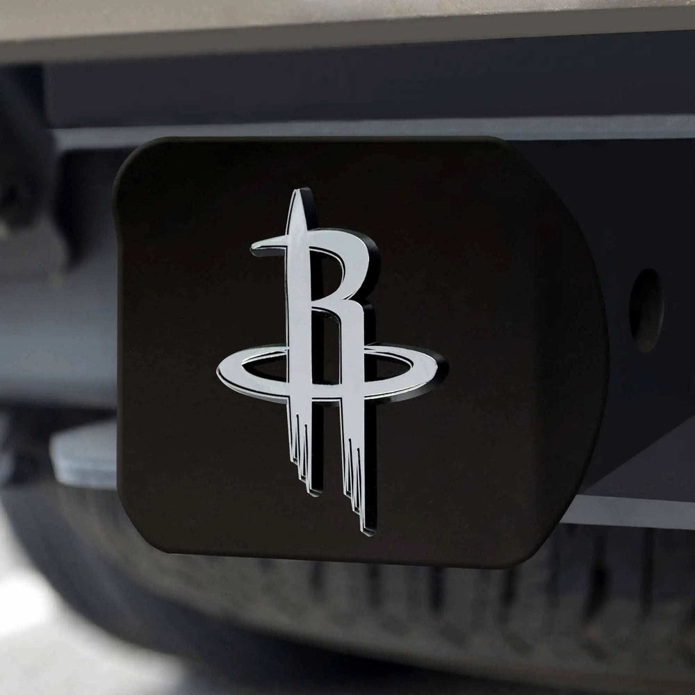 Houston Rockets Black Metal Hitch Cover with Metal Chrome 3D Emblem - Houston Rockets - Flyclothing LLC