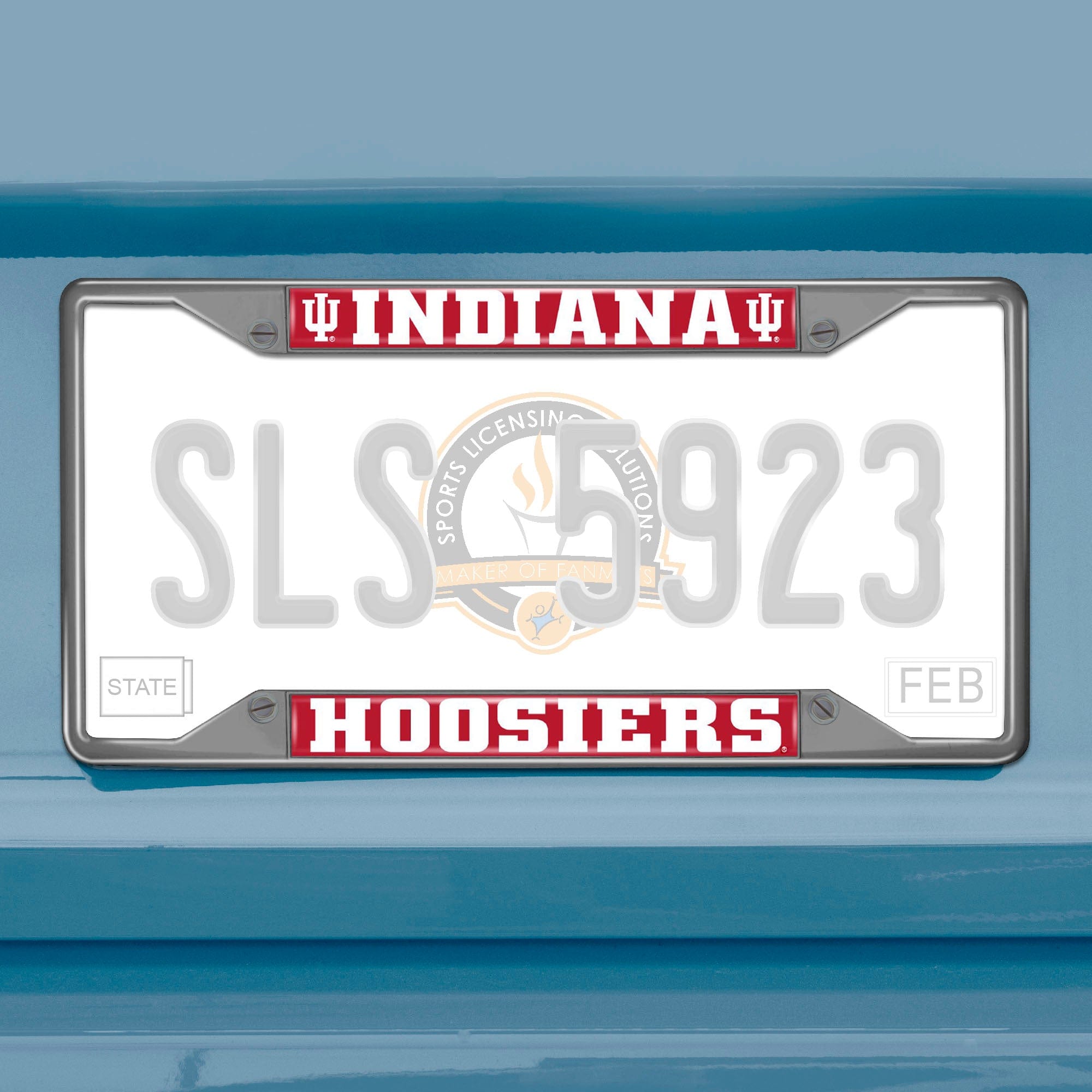 Indiana Hooisers Chrome Metal License Plate Frame, 6.25in x 12.25in - Indiana