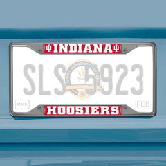Indiana Hooisers Chrome Metal License Plate Frame, 6.25in x 12.25in - Indiana