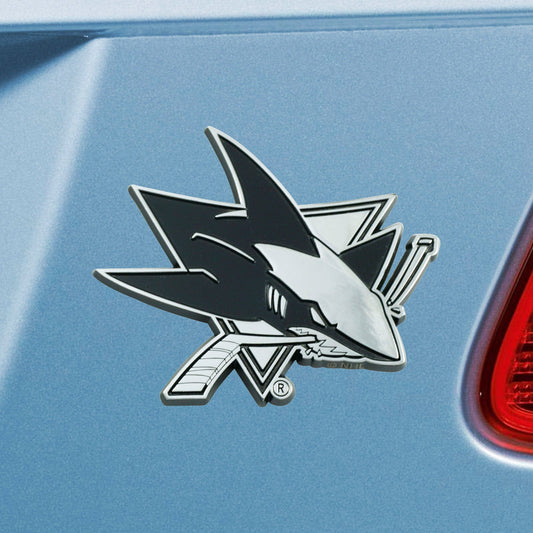 San Jose Sharks 3D Chrome Metal Emblem - San Jose Sharks