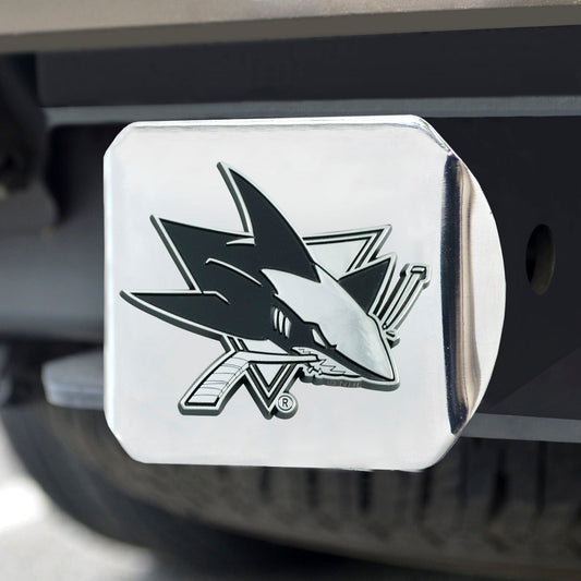 San Jose Sharks Chrome Metal Hitch Cover with Chrome Metal 3D Emblem - San Jose Sharks