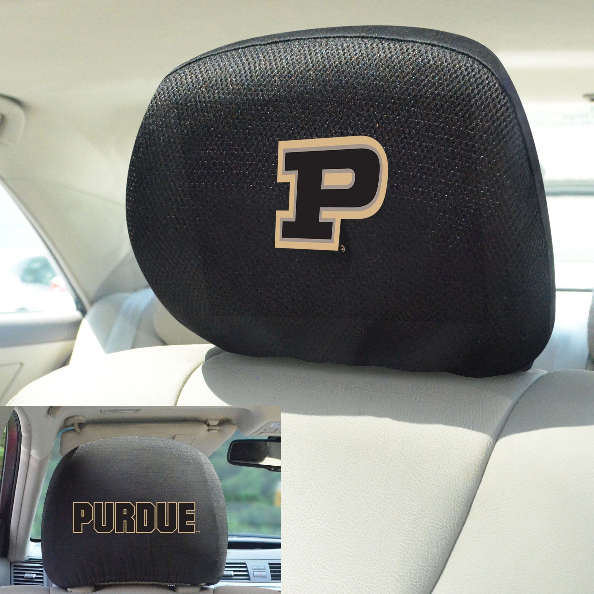 Purdue Boilermakers Embroidered Head Rest Cover Set - 2 Pieces - Purdue