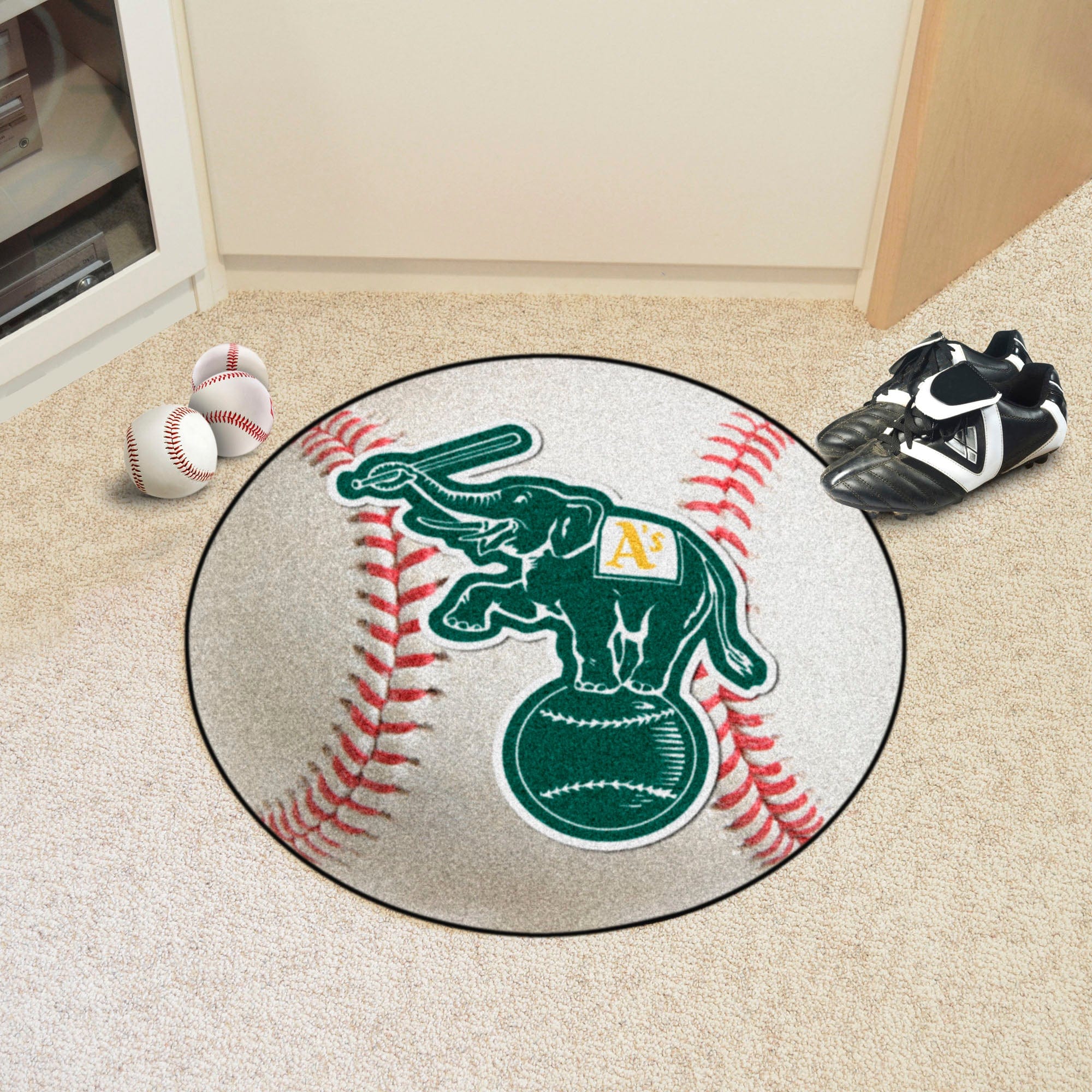 Oakland Athletics Baseball Rug - 27in. Diameter - Oakland Athletics