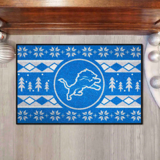 Detroit Lions Holiday Sweater Starter Mat Accent Rug - 19in. x 30in. - Detroit Lions