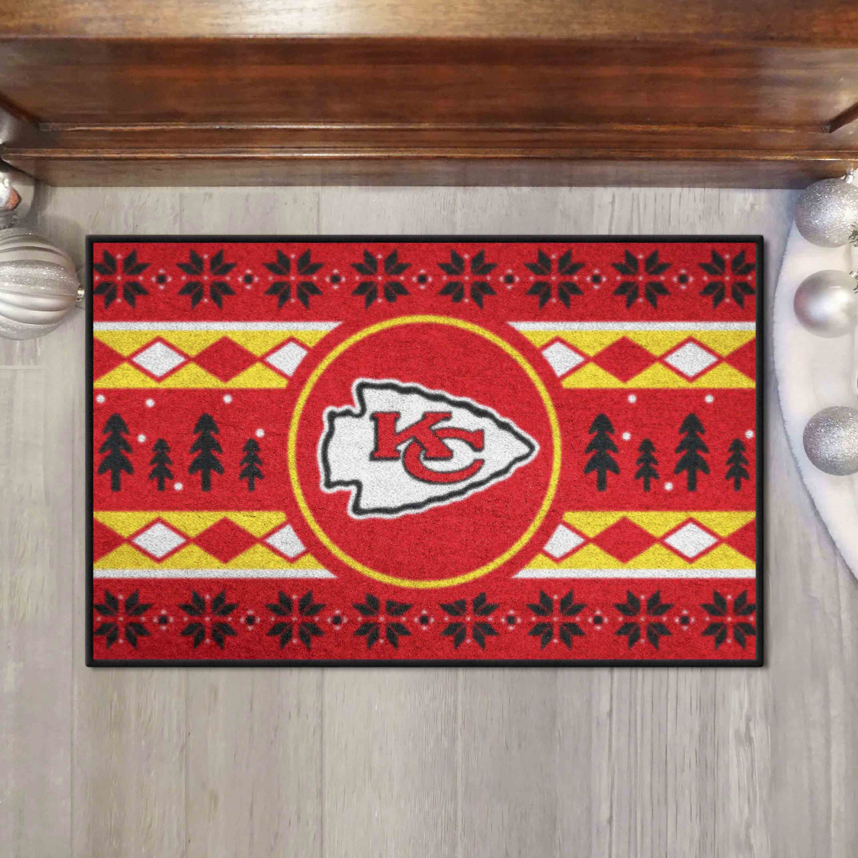Kansas City Chiefs Holiday Sweater Starter Mat Accent Rug - 19in. x 30in. - Kansas City Chiefs
