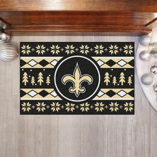 New Orleans Saints Holiday Sweater Starter Mat Accent Rug - 19in. x 30in. - New Orleans Saints