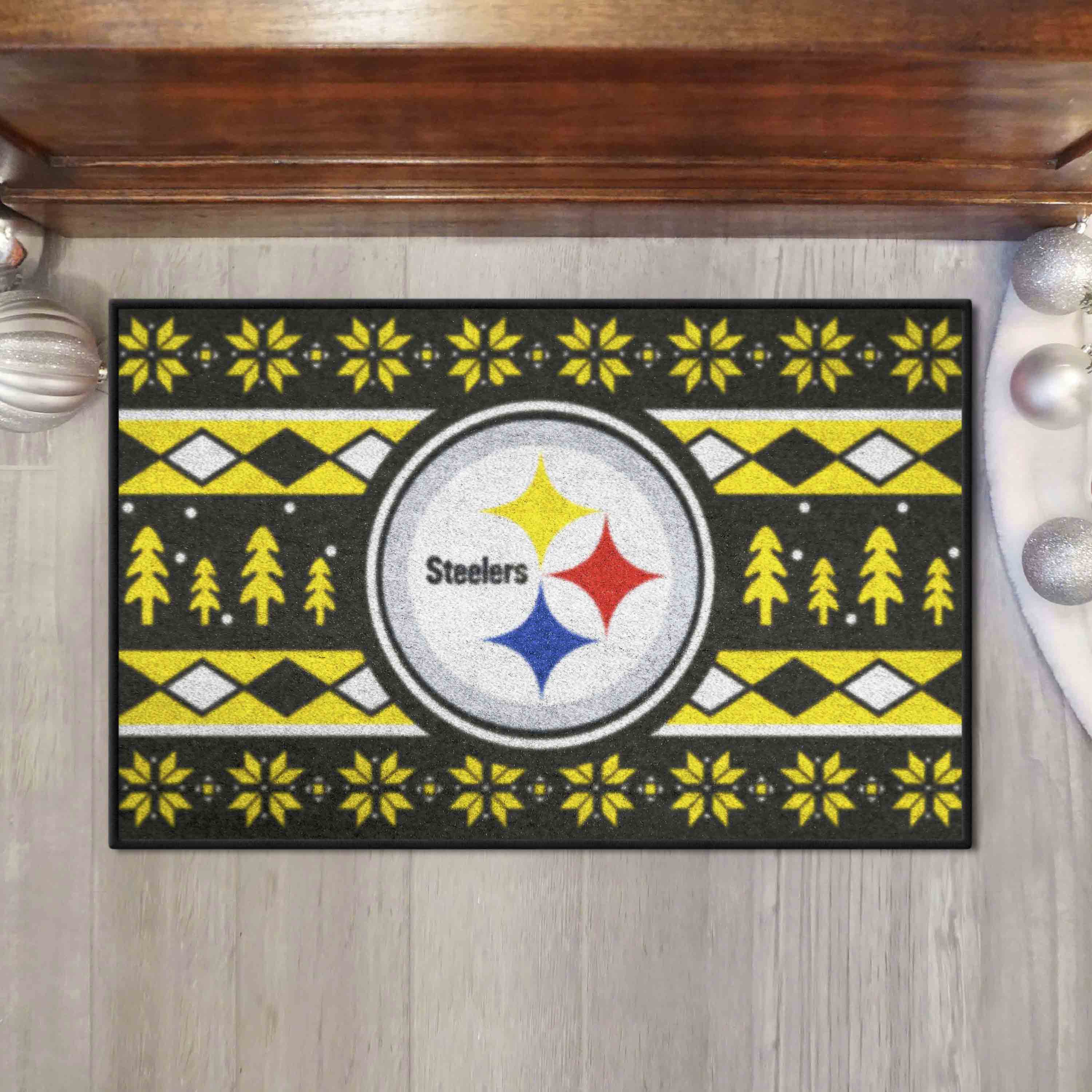Pittsburgh Steelers Holiday Sweater Starter Mat Accent Rug - 19in. x 30in. - Pittsburgh Steelers