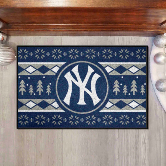 New York Yankees Holiday Sweater Starter Mat Accent Rug - 19in. x 30in. - New York Yankees