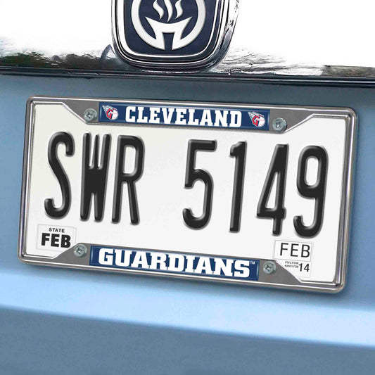 Cleveland Guardians Chrome Metal License Plate Frame, 6.25in x 12.25in - Cleveland Guardians
