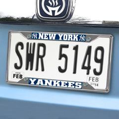 New York Yankees Chrome Metal License Plate Frame, 6.25in x 12.25in - New York Yankees