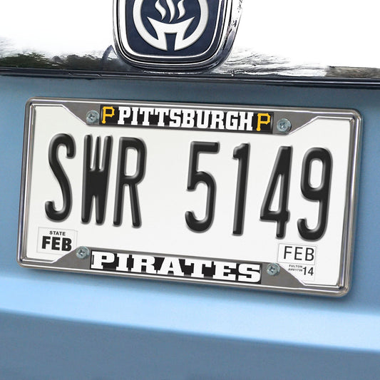 Pittsburgh Pirates Chrome Metal License Plate Frame, 6.25in x 12.25in - Pittsburgh Pirates