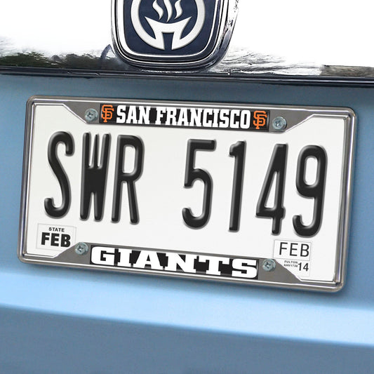San Francisco Giants Chrome Metal License Plate Frame, 6.25in x 12.25in