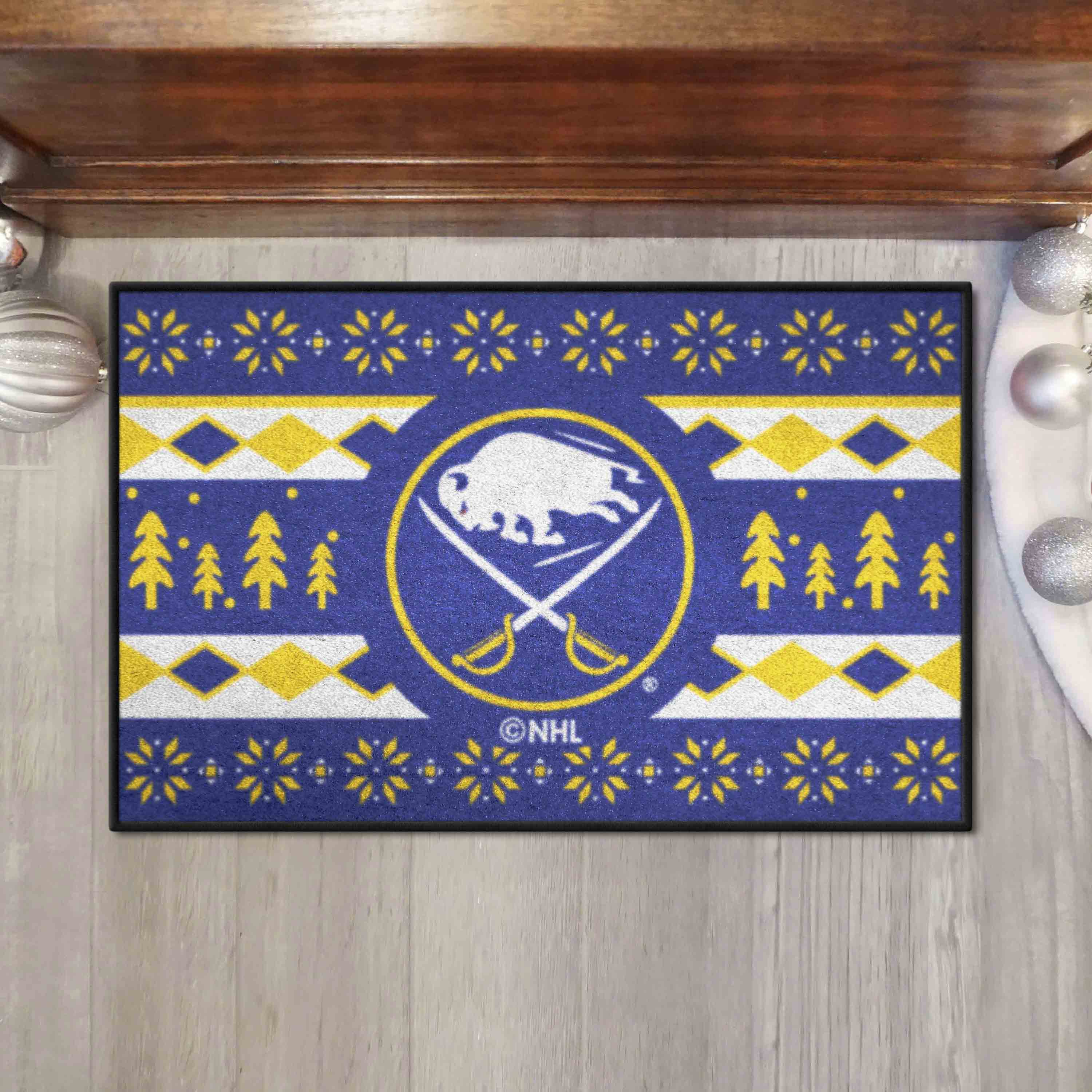 Buffalo Sabres Holiday Sweater Starter Mat Accent Rug - 19in. x 30in. - Buffalo Sabres