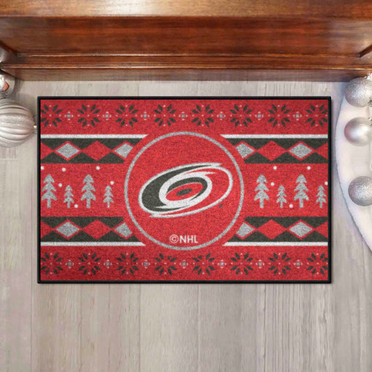 Carolina Hurricanes Holiday Sweater Starter Mat Accent Rug - 19in. x 30in. - Carolina Hurricanes