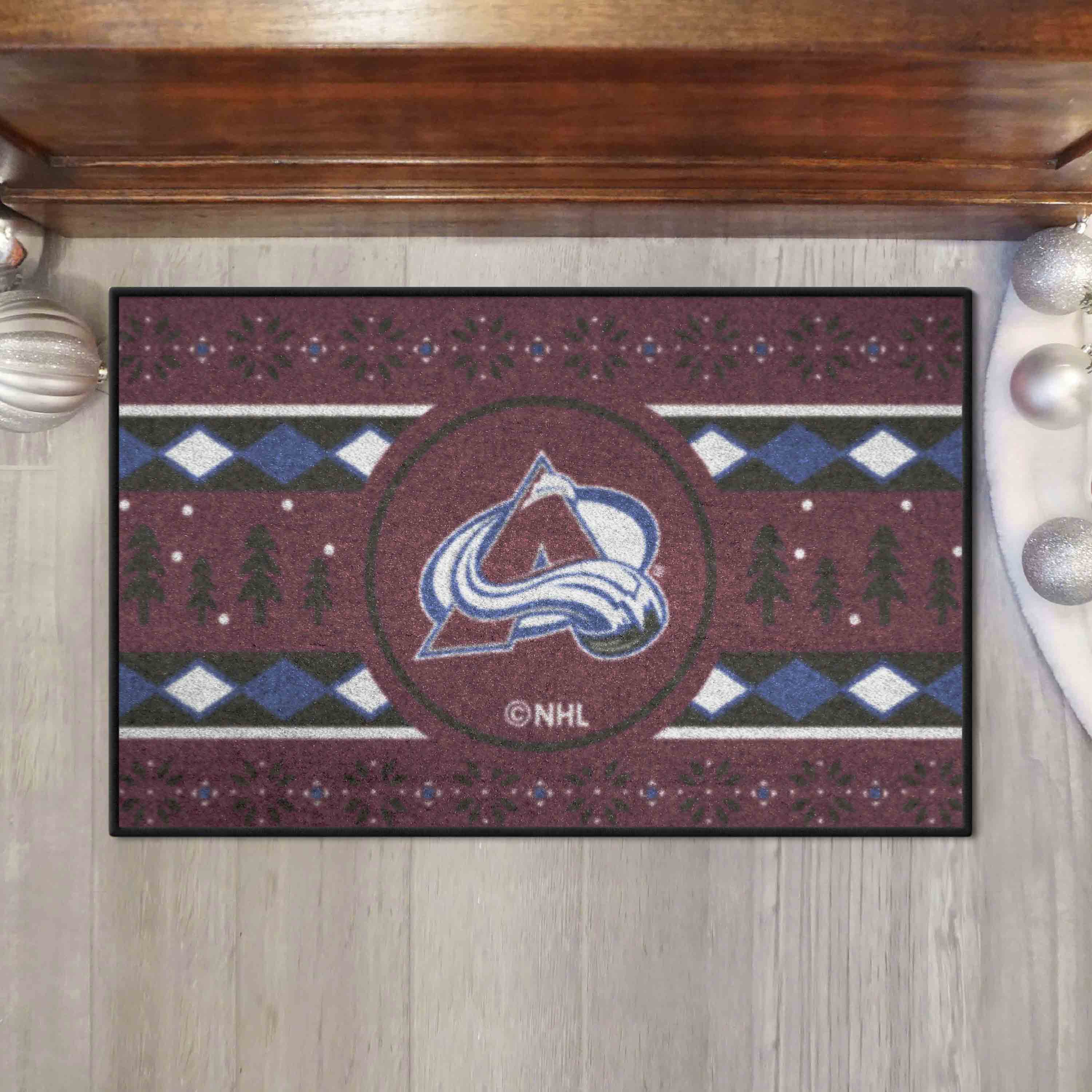 Colorado Avalanche Holiday Sweater Starter Mat Accent Rug - 19in. x 30in. - Colorado Avalanche