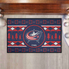 Columbus Blue Jackets Holiday Sweater Starter Mat Accent Rug - 19in. x 30in. - Columbus Blue Jackets