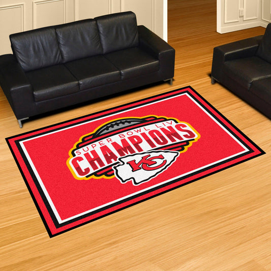 Kansas City Chiefs 5ft. x 8 ft. Plush Area Rug, 2020 Super Bowl LIV Champions - Kansas City Chiefs