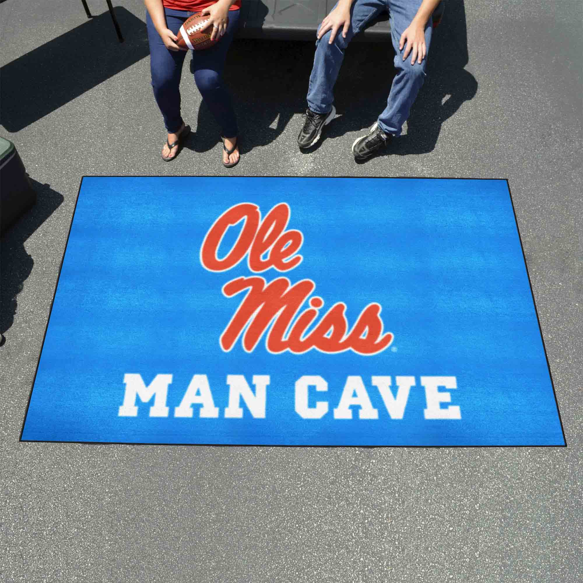 Ole Miss Rebels Man Cave Ulti-Mat Rug - 5ft. x 8ft., Light Blue Alternate - Ole Miss