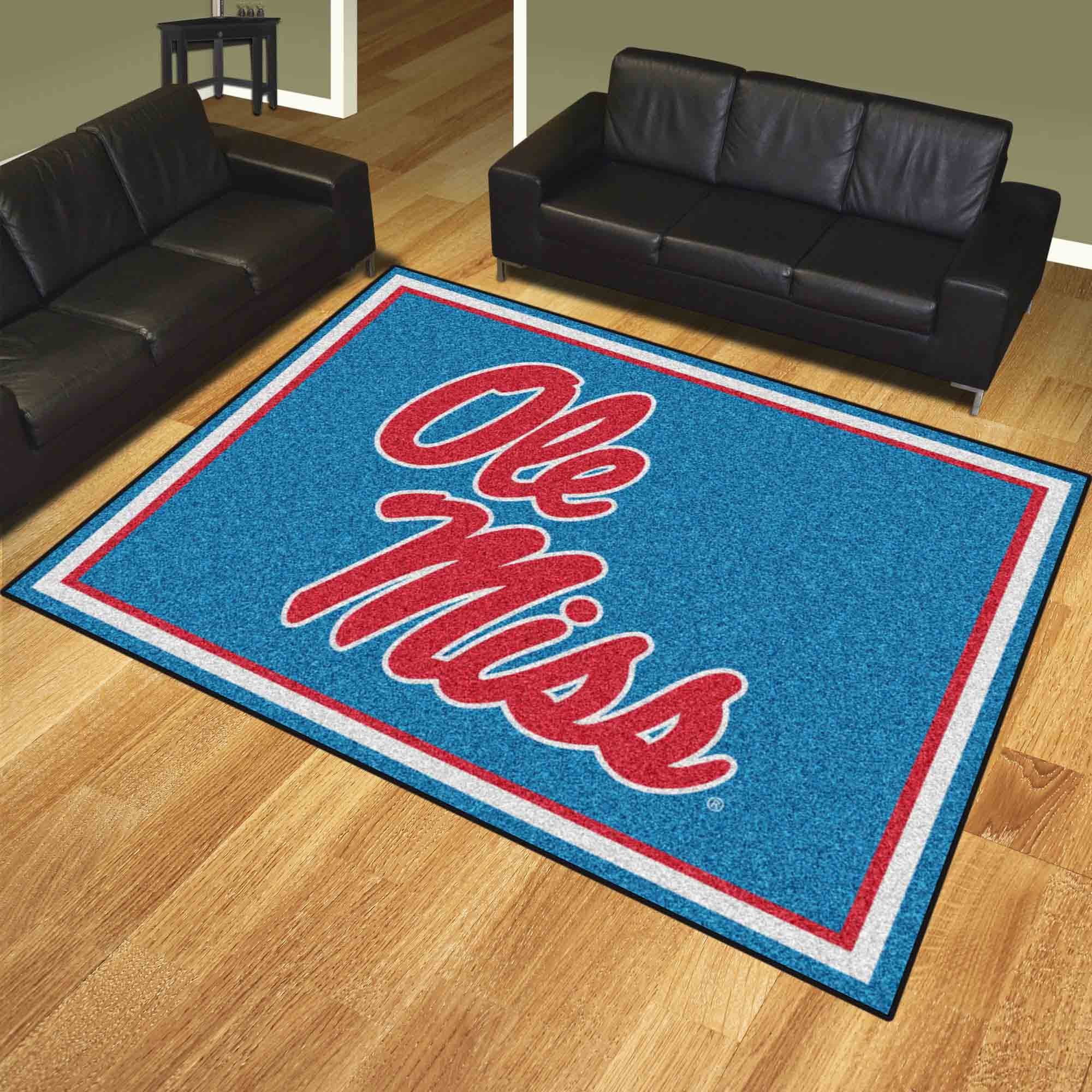 Ole Miss Rebels 8ft. x 10 ft. Plush Area Rug, Light Blue Alternate - Ole Miss