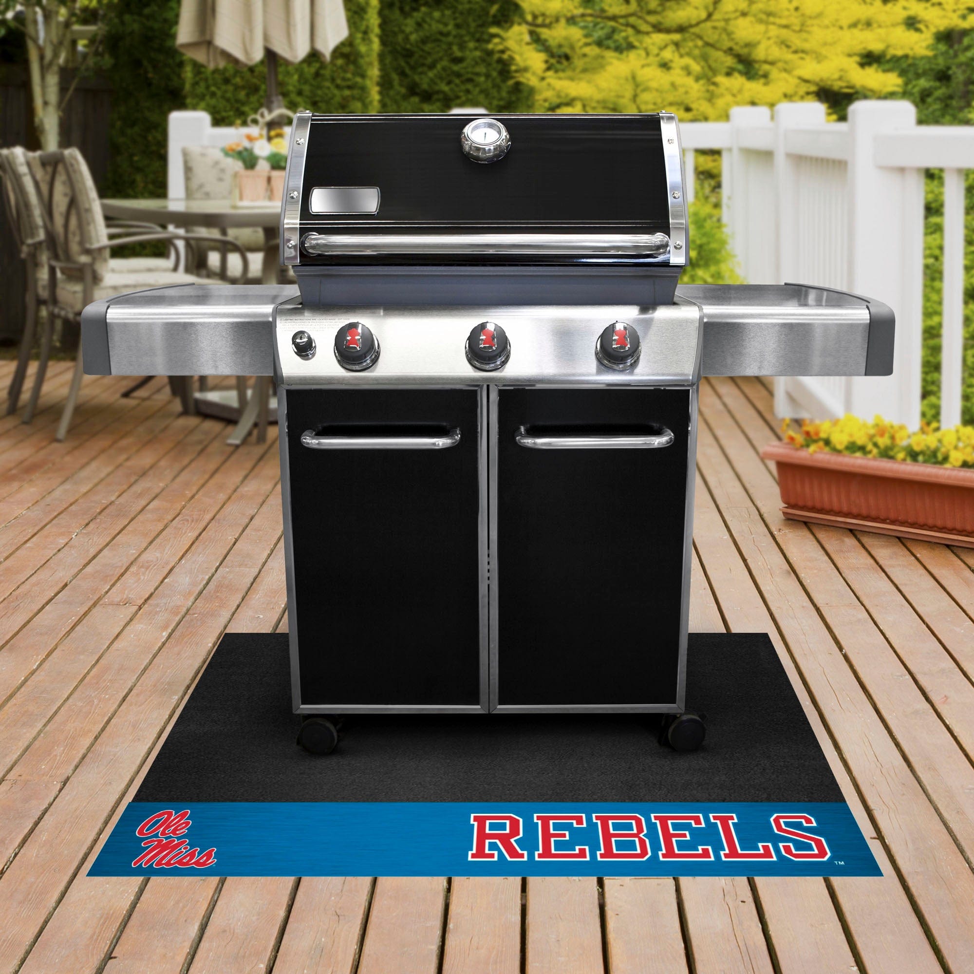 Ole Miss Rebels Vinyl Grill Mat - 26in. x 42in., Light Blue Alternate - Ole Miss