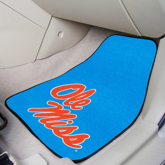 Ole Miss Rebels Front Carpet Car Mat Set - 2 Pieces, Light Blue Alternate - Ole Miss