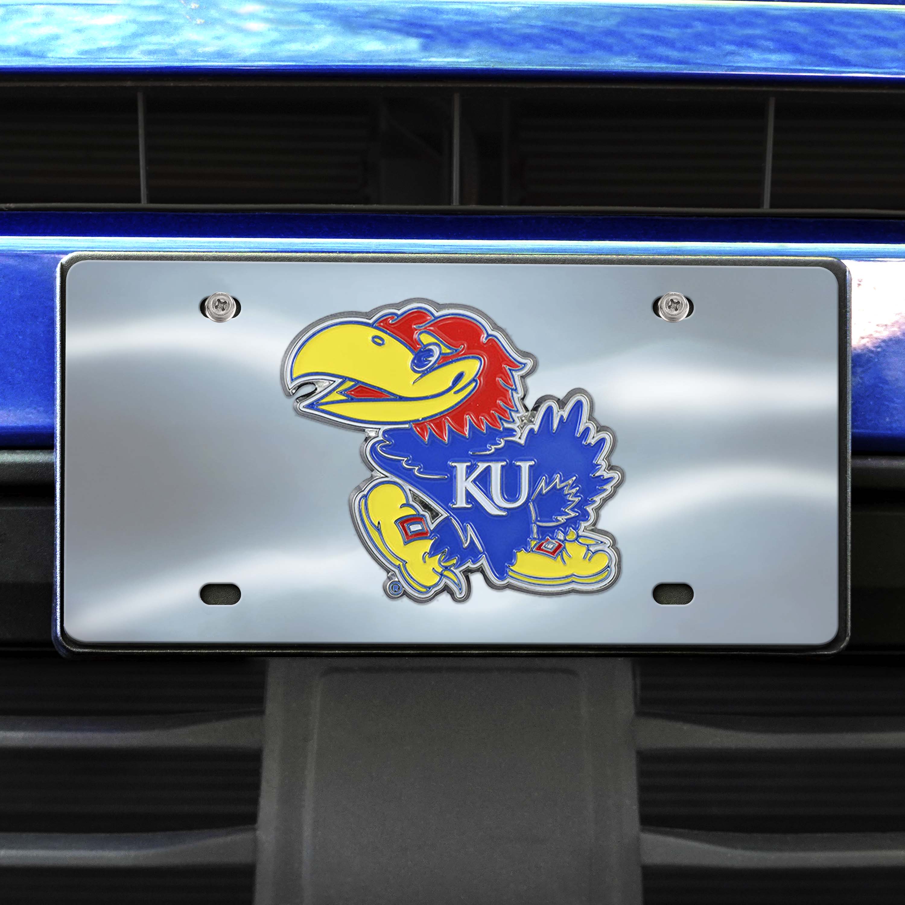 Kansas Jayhawks 3D Stainless Steel License Plate - Kansas