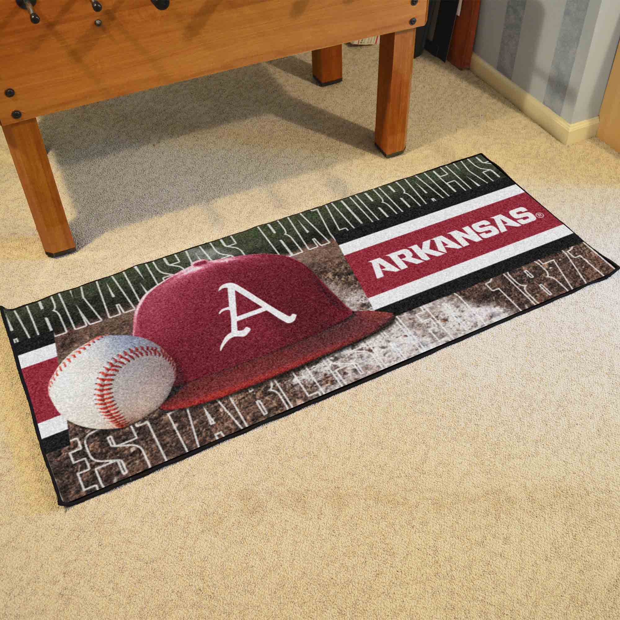 Arkansas Razorbacks Baseball Runner Rug - 30in. x 72in. - Arkansas