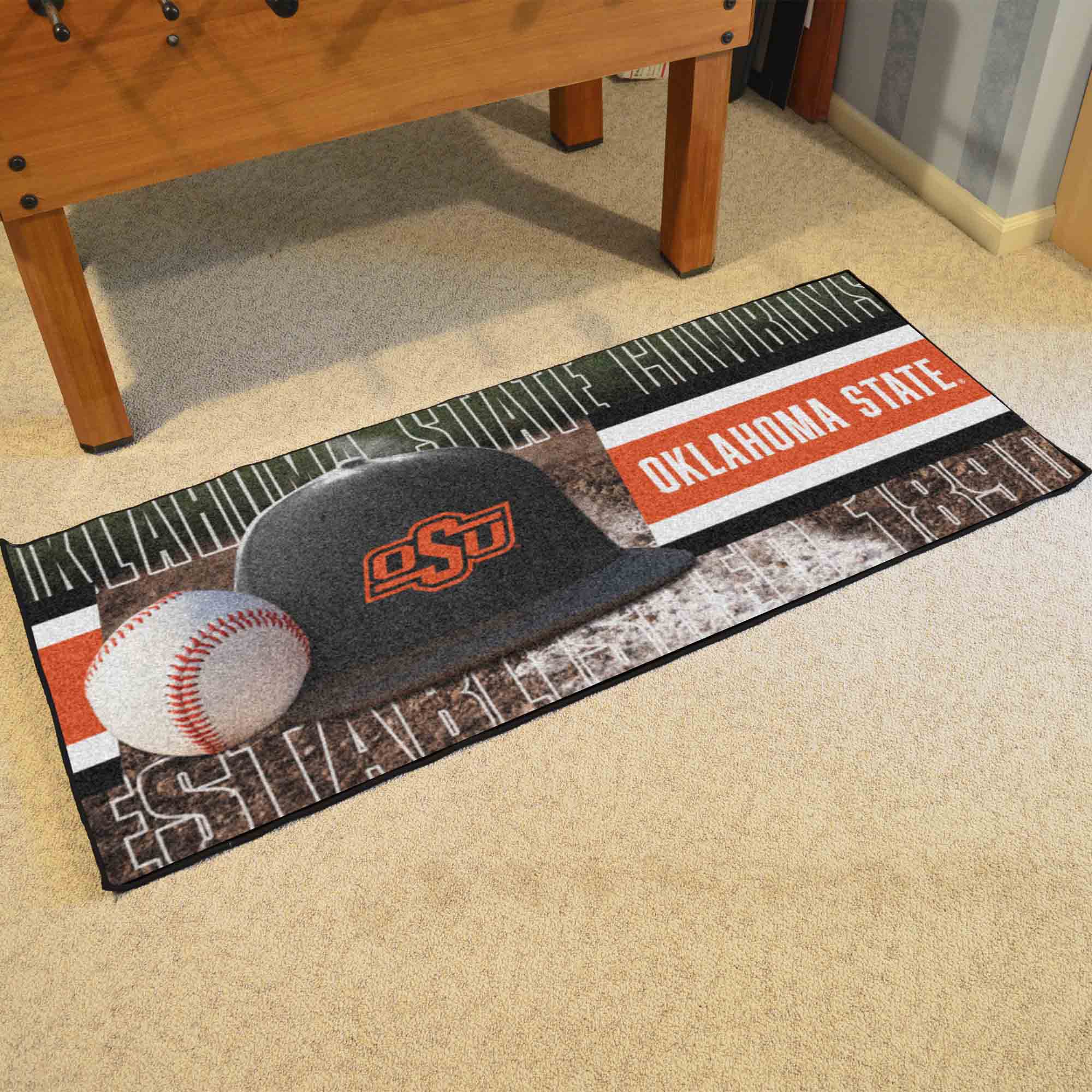 Oklahoma State Cowboys Baseball Runner Rug - 30in. x 72in. - Oklahoma State