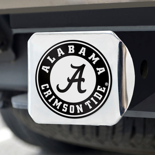 Alabama Crimson Tide Chrome Metal Hitch Cover with Chrome Metal 3D Emblem - Alabama