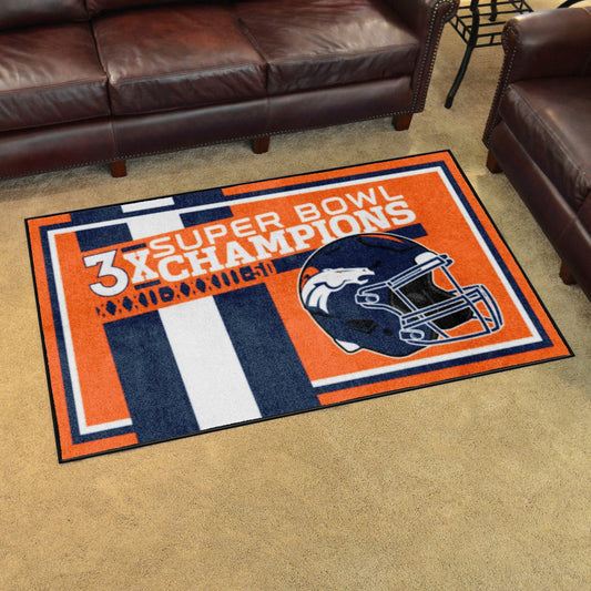 Denver Broncos Dynasty 4ft. x 6ft. Plush Area Rug - Denver Broncos