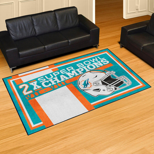 Miami Dolphins Dynasty 5ft. x 8ft. Plush Area Rug - Miami Dolphins